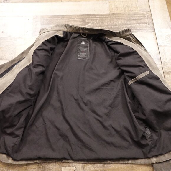 Rock & Republic Faux Leather Moto Jacket Men’s Large Gray Distressed Biker - Picture 12 of 15